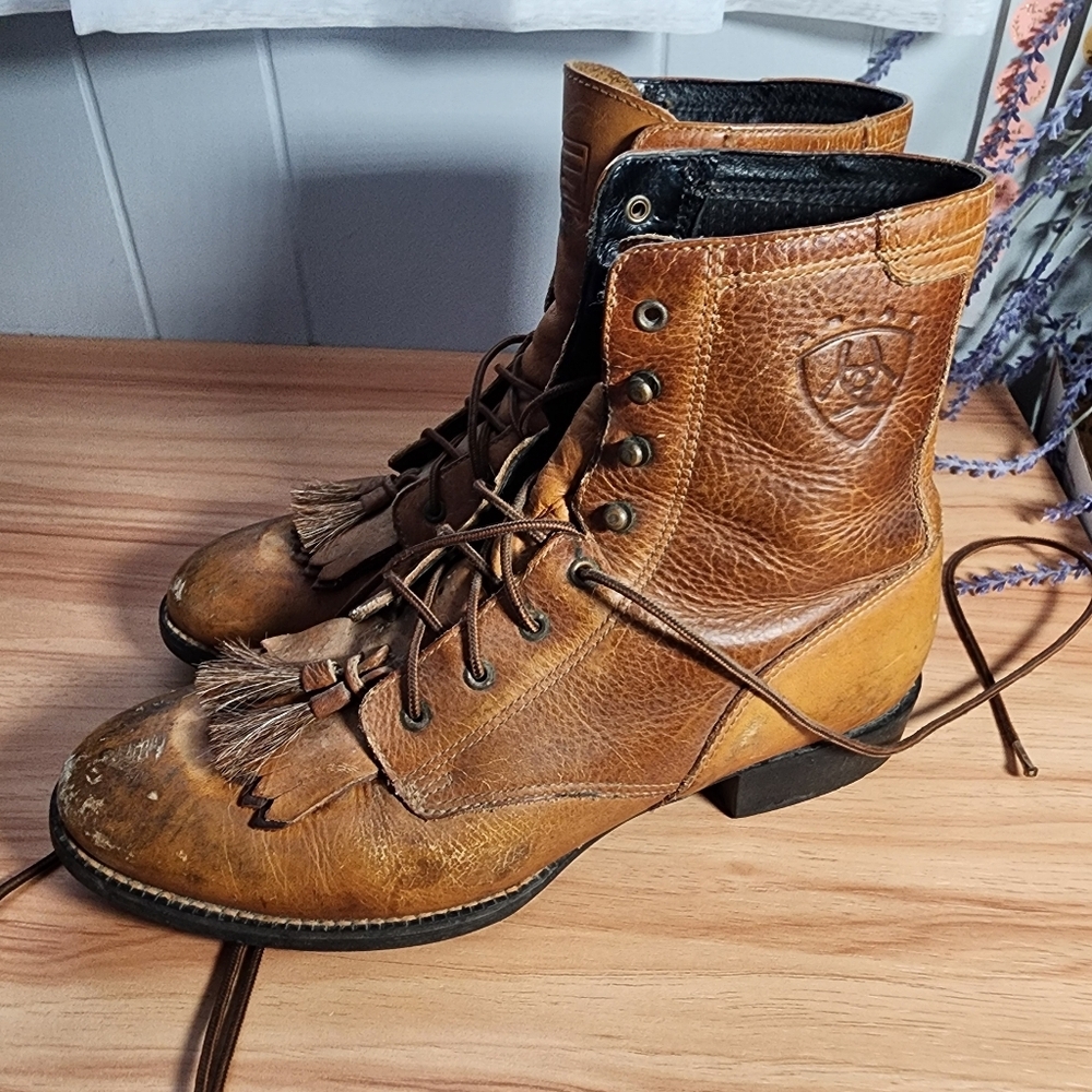 Ariat Brown Leather Boots Size 8 - Picture 10 of 14